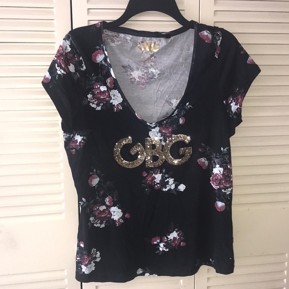 G by Guess Floral V-Neck Shirt - Picture 1 of 3